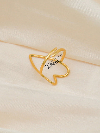 Simple Style Commute Heart Shape Stainless Steel Plating 18k Gold Plated Open Rings