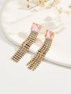 1 Pair Ig Style Shiny Tassel Rectangle Plating Inlay Stainless Steel Zircon 18k Gold Plated Drop Earrings