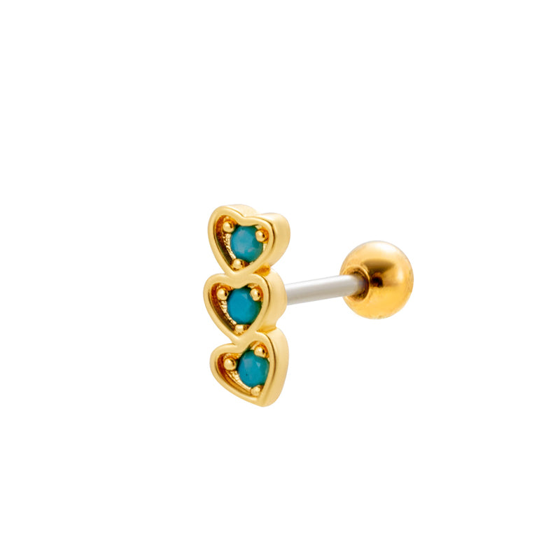 1 Piece Sweet Heart Shape Flower Plating Inlay Stainless Steel Zircon 18k Gold Plated Ear Studs