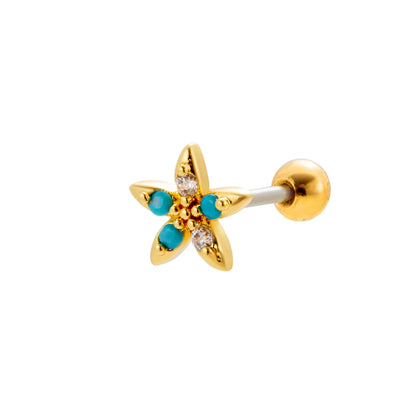 1 Piece Sweet Heart Shape Flower Plating Inlay Stainless Steel Zircon 18k Gold Plated Ear Studs