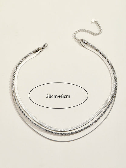 Wholesale Simple Style Classic Style Solid Color Stainless Steel Three Layer Necklace