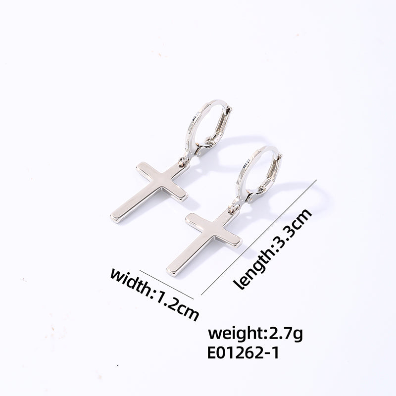 1 Pair Hip-hop Cross Plating Inlay Copper Rhinestones White Gold Plated Gold Plated Drop Earrings