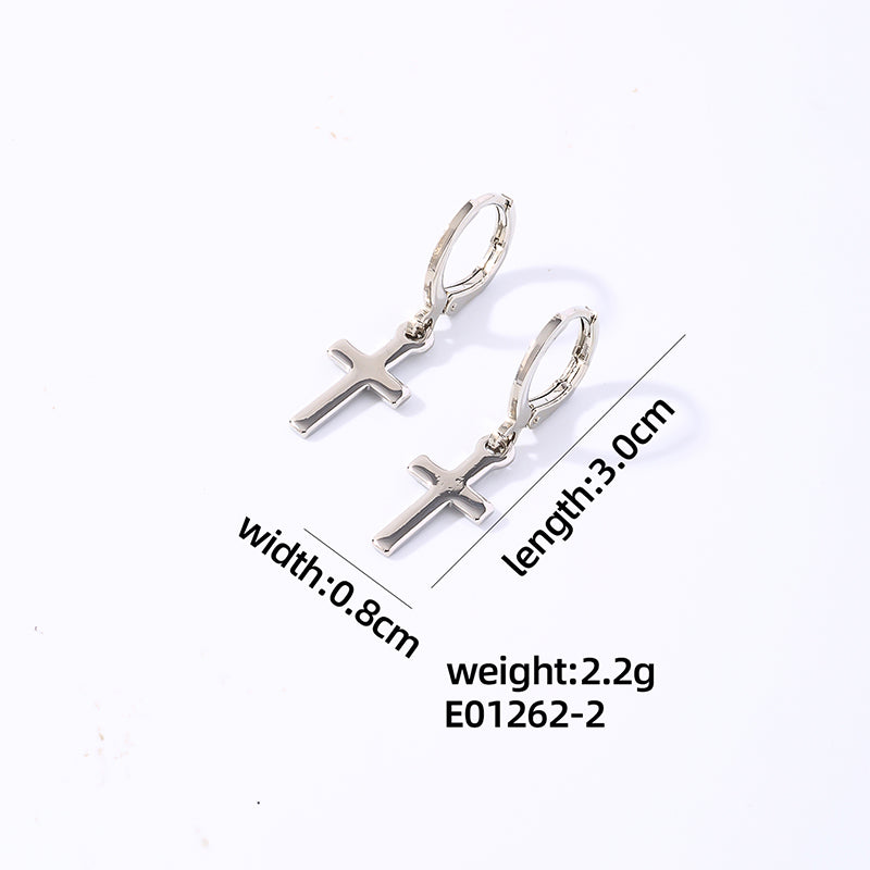 1 Pair Hip-hop Cross Plating Inlay Copper Rhinestones White Gold Plated Gold Plated Drop Earrings