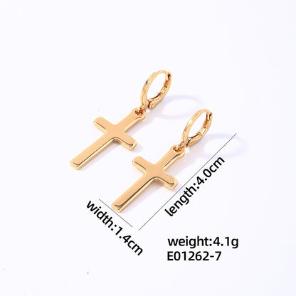 1 Pair Hip-hop Cross Plating Inlay Copper Rhinestones White Gold Plated Gold Plated Drop Earrings