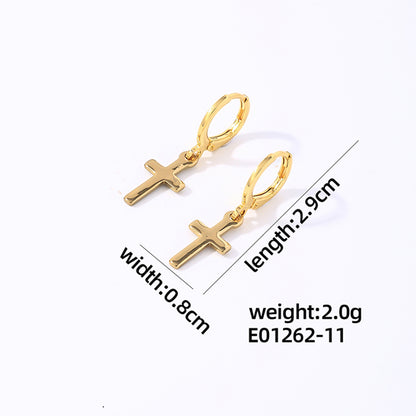 1 Pair Hip-hop Cross Plating Inlay Copper Rhinestones White Gold Plated Gold Plated Drop Earrings