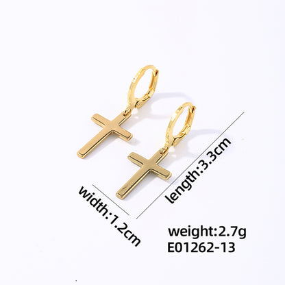 1 Pair Hip-hop Cross Plating Inlay Copper Rhinestones White Gold Plated Gold Plated Drop Earrings