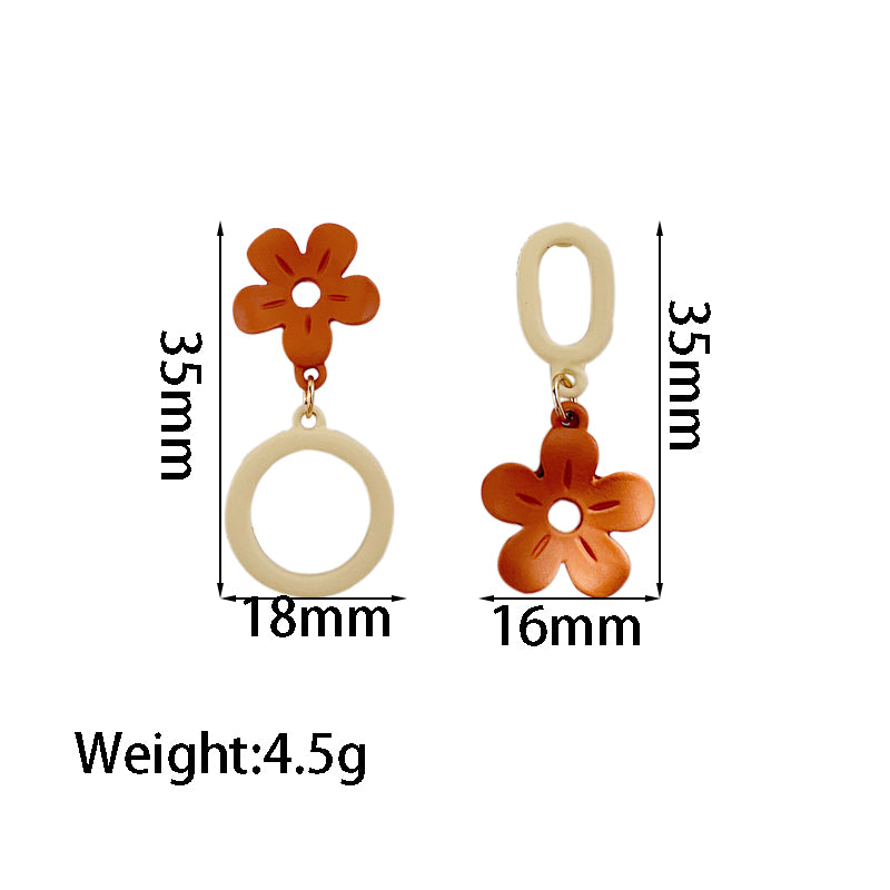 1 Pair Simple Style Classic Style Flower Patchwork Alloy Drop Earrings