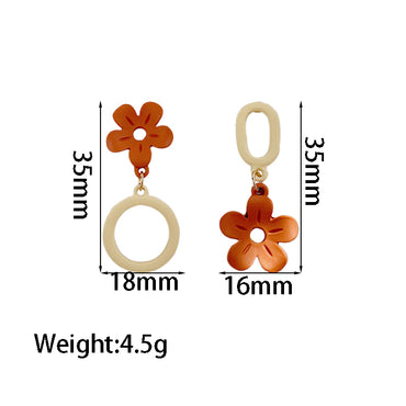 1 Pair Simple Style Classic Style Flower Patchwork Alloy Drop Earrings