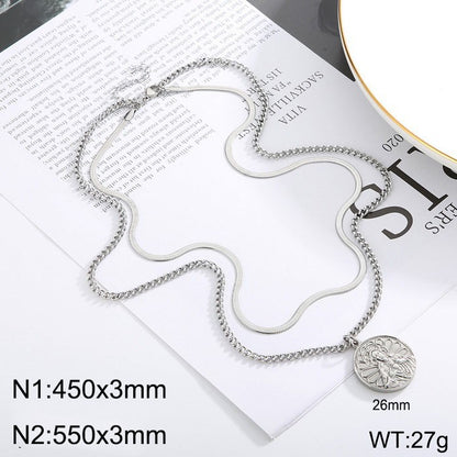 Wholesale Simple Style Classic Style Solid Color Stainless Steel Titanium Steel Plating Gold Plated Layered Necklaces