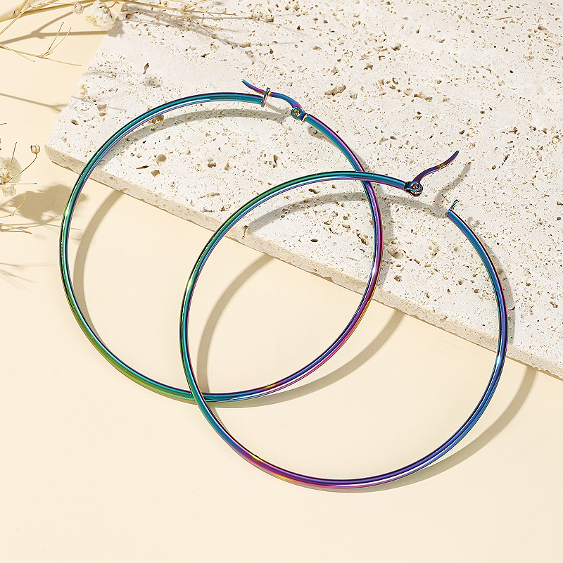 1 Pair Simple Style Artistic Round Plating Stainless Steel Earrings
