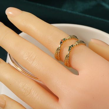Simple Style Color Block Copper Plating Open Rings