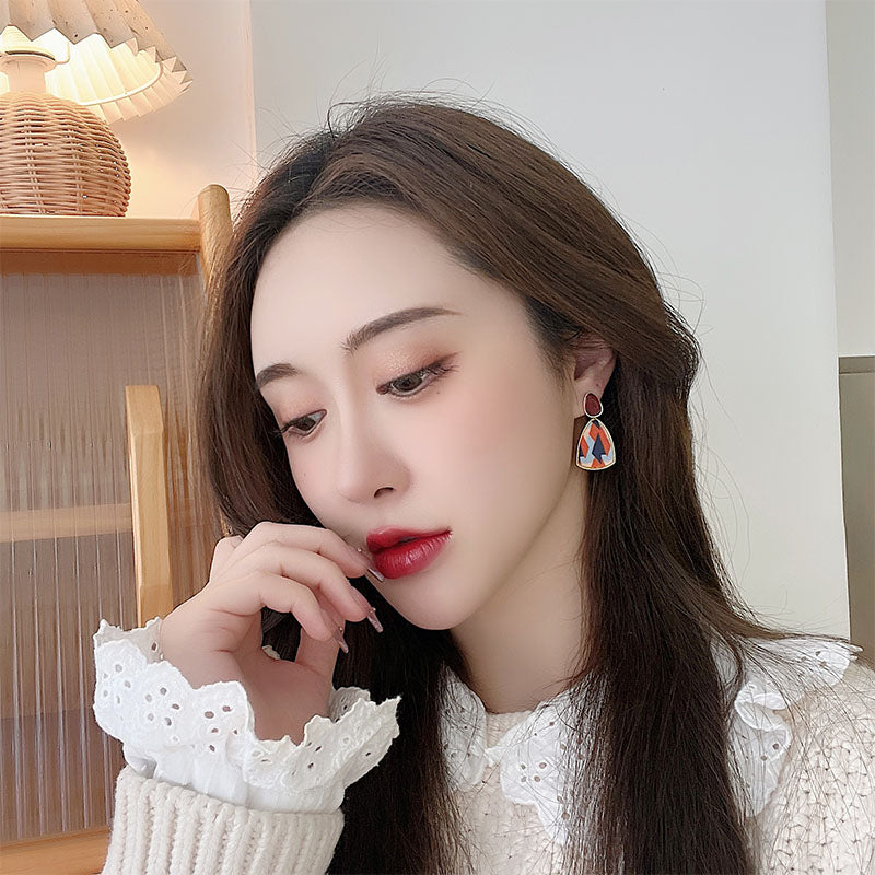 1 Pair Vintage Style Color Block Enamel Plating Alloy Gold Plated Drop Earrings