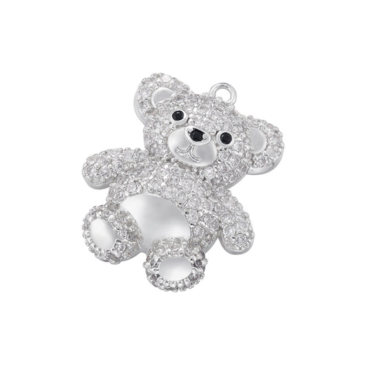 Cute Sweet Little Bear Copper Plating Inlay Zircon 18k Gold Plated Charms
