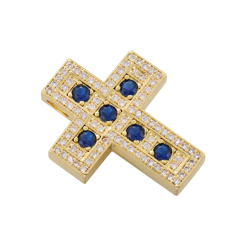 Hip-hop Retro Cross Copper Plating Inlay Zircon 18k Gold Plated Charms