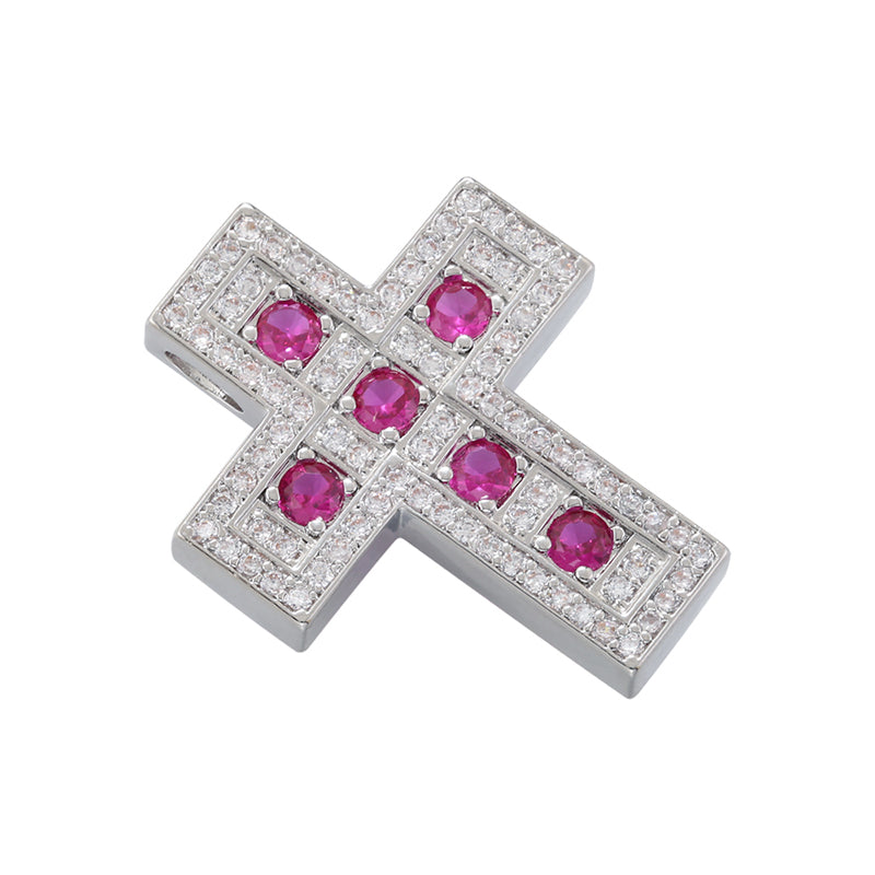 Hip-hop Retro Cross Copper Plating Inlay Zircon 18k Gold Plated Charms