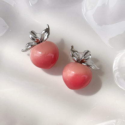 1 Pair Casual Simple Style Peach Plating Alloy White Gold Plated Ear Studs