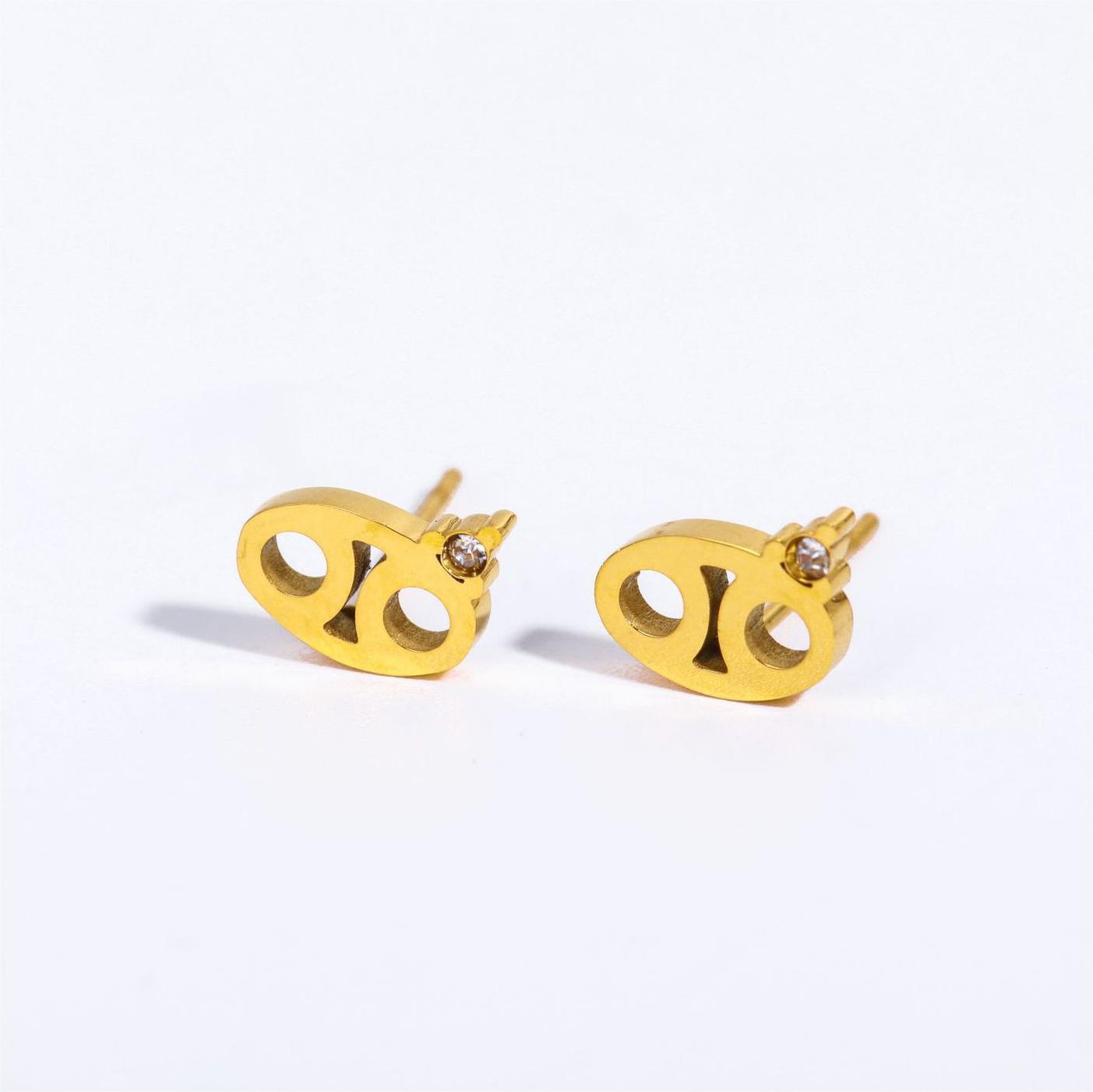 1 Pair Casual Simple Style Constellation Plating Inlay Stainless Steel Zircon 18k Gold Plated Ear Studs