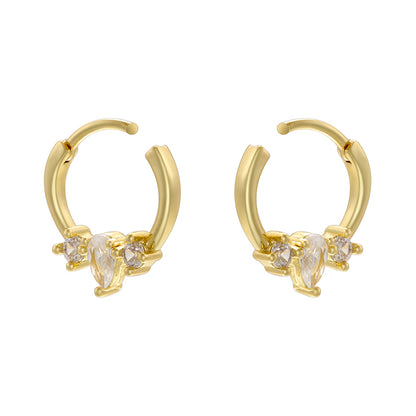 Wholesale Jewelry Ig Style Vintage Style U Shape Steel Zircon 18k Gold Plated Plating Inlay Ear Studs