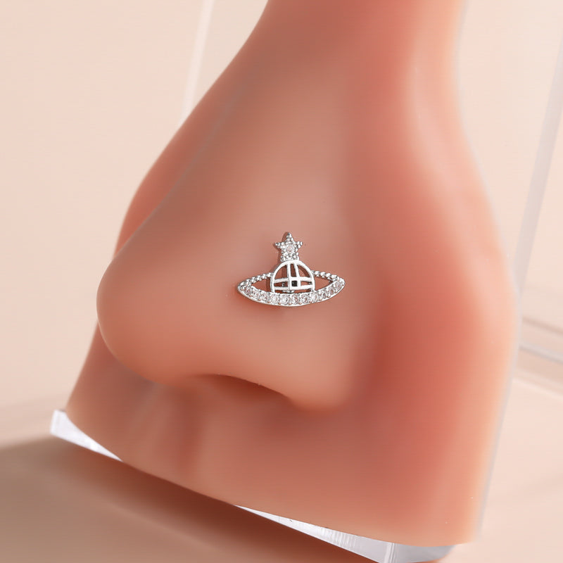 Classic Style Heart Shape Stainless Steel Copper Plating Inlay Zircon 18k Gold Plated Nose Studs