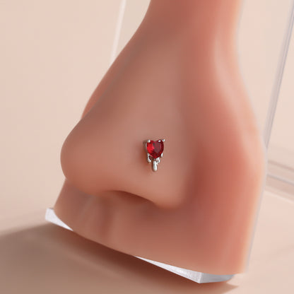 Classic Style Heart Shape Stainless Steel Copper Plating Inlay Zircon 18k Gold Plated Nose Studs