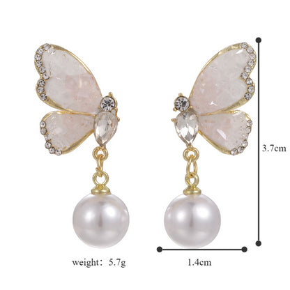 1 Pair Sweet Butterfly Plating Alloy White Gold Plated Gold Plated Drop Earrings
