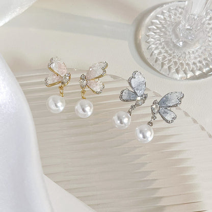 1 Pair Sweet Butterfly Plating Alloy White Gold Plated Gold Plated Drop Earrings