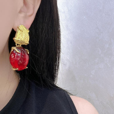 1 Pair Vintage Style Color Block Fruit Plating Alloy Drop Earrings