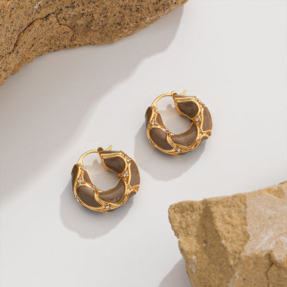 1 Pair French Style Geometric Plating Copper 18k Gold Plated Ear Studs