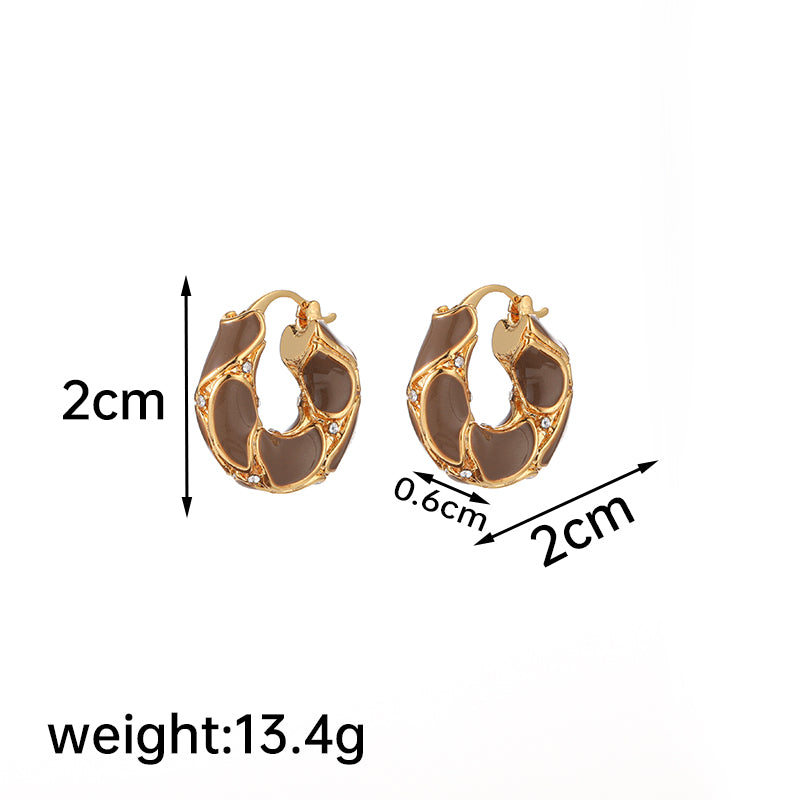 1 Pair French Style Geometric Plating Copper 18k Gold Plated Ear Studs