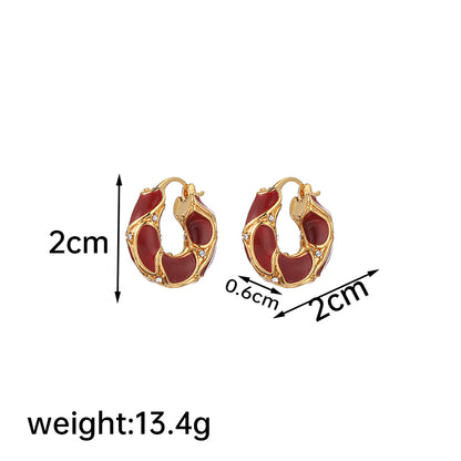 1 Pair French Style Geometric Plating Copper 18k Gold Plated Ear Studs