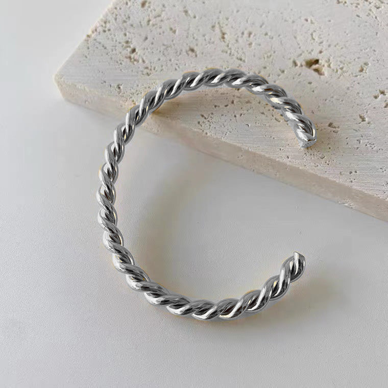 Simple Style Twist Stainless Steel Bangle