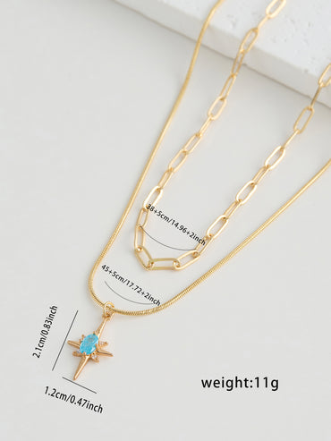 Simple Style Classic Style Star Heart Shape Copper Alloy Inlay Rhinestones Women's Layered Necklaces