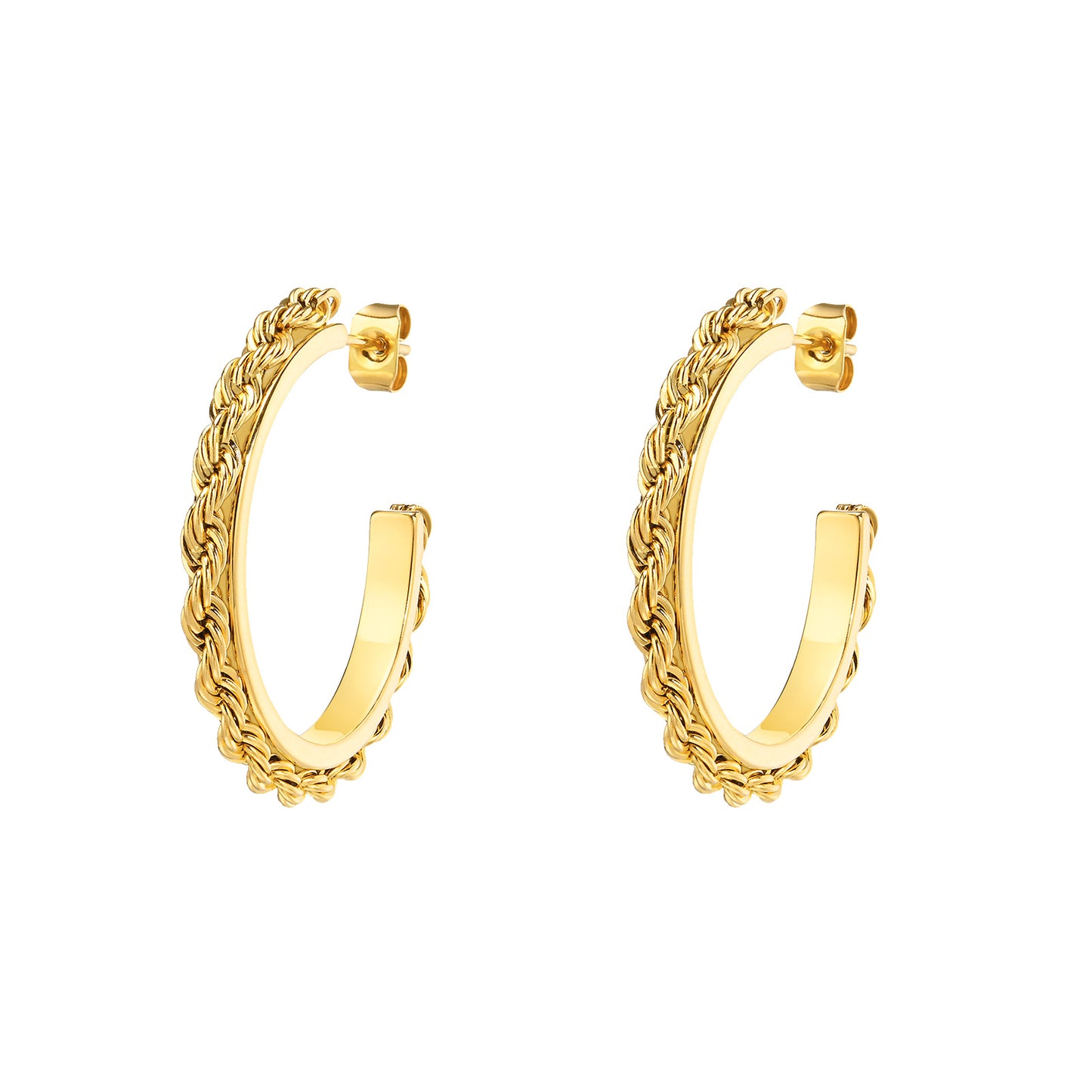 1 Pair Ig Style C Shape Plating Stainless Steel 18k Gold Plated Ear Studs