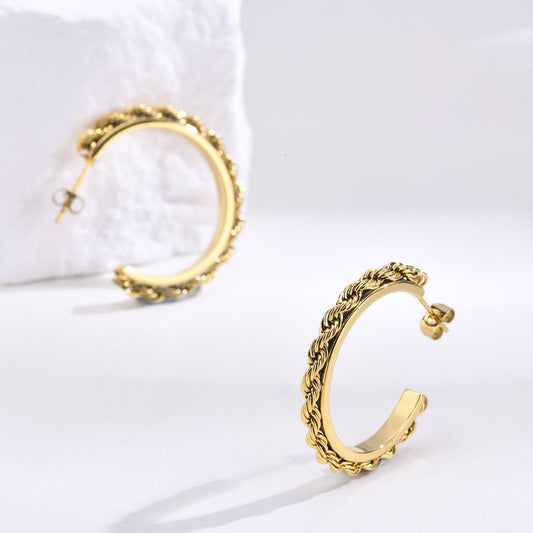 1 Pair Ig Style C Shape Plating Stainless Steel 18k Gold Plated Ear Studs