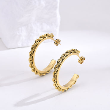 1 Pair Ig Style C Shape Plating Stainless Steel 18k Gold Plated Ear Studs