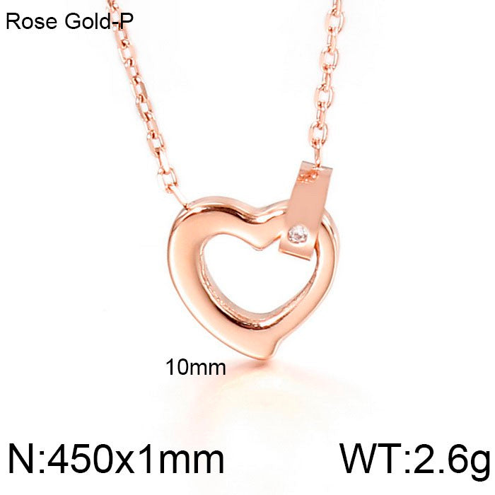 Wholesale Basic Heart Shape Stainless Steel Titanium Steel Plating Pendant Necklace