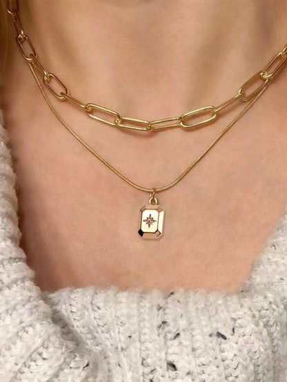 Simple Style Classic Style Star Heart Shape Copper Alloy Inlay Rhinestones Women's Layered Necklaces