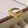 Simple Style Geometric Solid Color Copper Plating Inlay Zircon 18k Gold Plated Open Rings