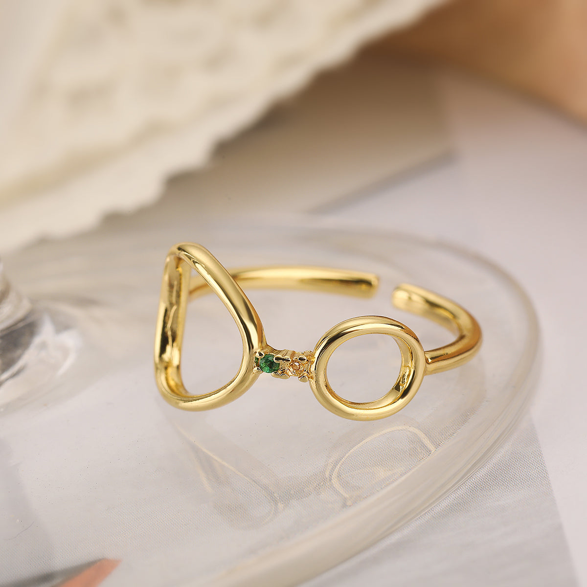 Simple Style Geometric Solid Color Copper Plating Inlay Zircon 18k Gold Plated Open Rings