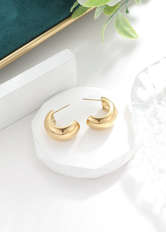 1 Pair Vintage Style Solid Color Plating Stainless Steel 18k Gold Plated Ear Studs