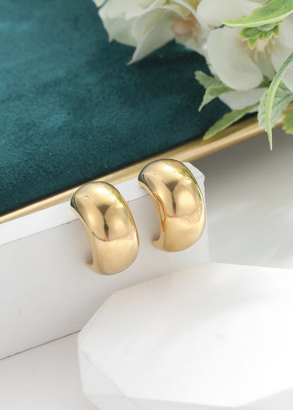 1 Pair Vintage Style Solid Color Plating Stainless Steel 18k Gold Plated Ear Studs