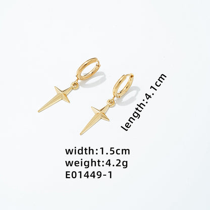 1 Pair Simple Style Commute Cross Plating Copper White Gold Plated Gold Plated Drop Earrings