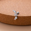 1 Piece Sweet Moon Heart Shape Flower Plating Inlay Stainless Steel Zircon 18k Gold Plated Ear Studs