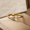 Simple Style Commute Square Copper Plating Inlay Zircon 18k Gold Plated Open Rings