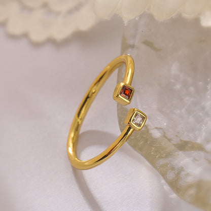 Simple Style Commute Square Copper Plating Inlay Zircon 18k Gold Plated Open Rings