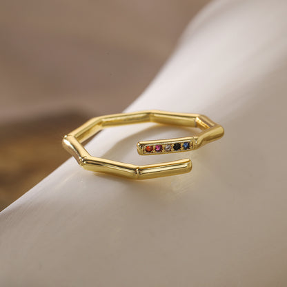 Simple Style Commute Devil's Eye Copper Plating Inlay Zircon 18k Gold Plated Open Rings