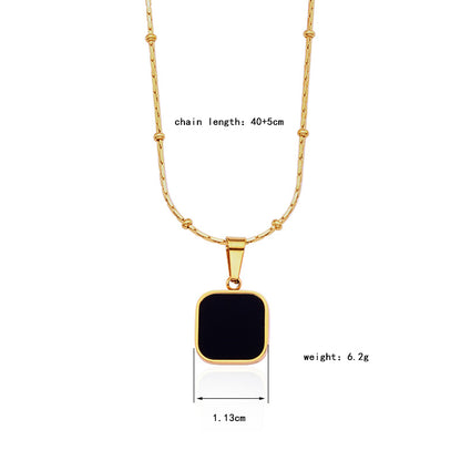 Wholesale Elegant Simple Style Square Titanium Steel Plating 18k Gold Plated Pendant Necklace