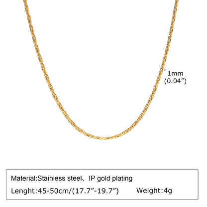 Wholesale Simple Style Solid Color Stainless Steel Handmade Plating 18k Gold Plated Necklace