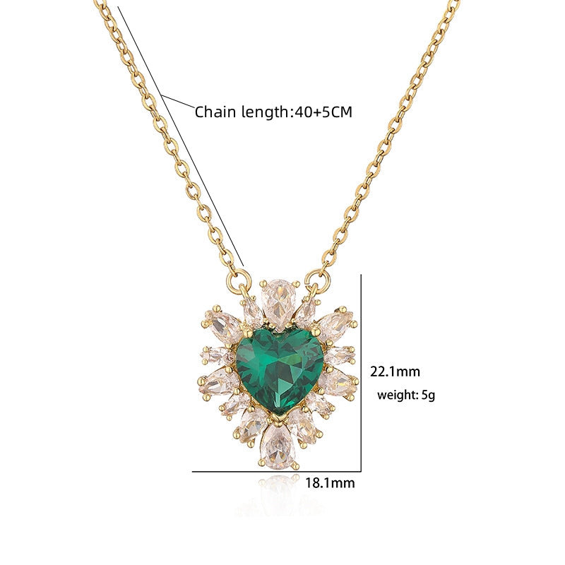 Luxurious Shiny C Shape Heart Shape Copper 18k Gold Plated Zircon Jewelry Set In Bulk