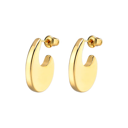 1 Pair Simple Style Classic Style Solid Color Polishing Plating Stainless Steel 18k Gold Plated Earrings